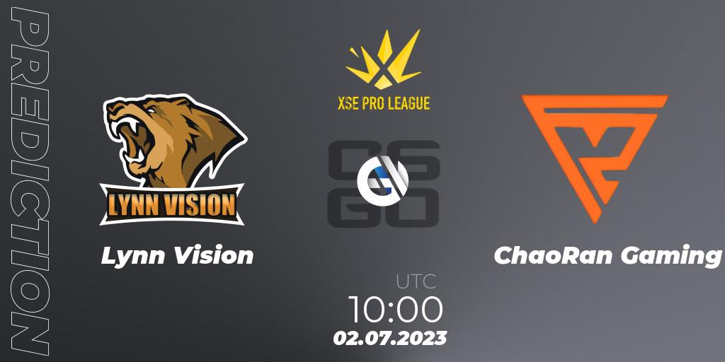 Pronóstico Lynn Vision - ChaoRan Gaming. 02.07.2023 at 10:00, Counter-Strike (CS2), XSE Pro League: Online Stage