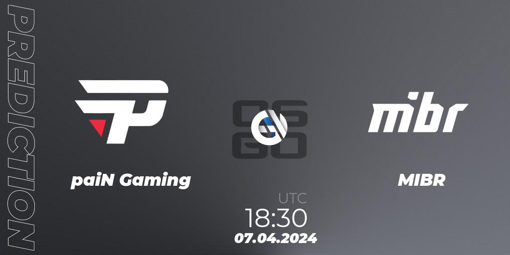 Pronóstico paiN Gaming - MIBR. 08.04.2024 at 00:00, Counter-Strike (CS2), BetBoom Dacha Belgrade 2024: South American Qualifier
