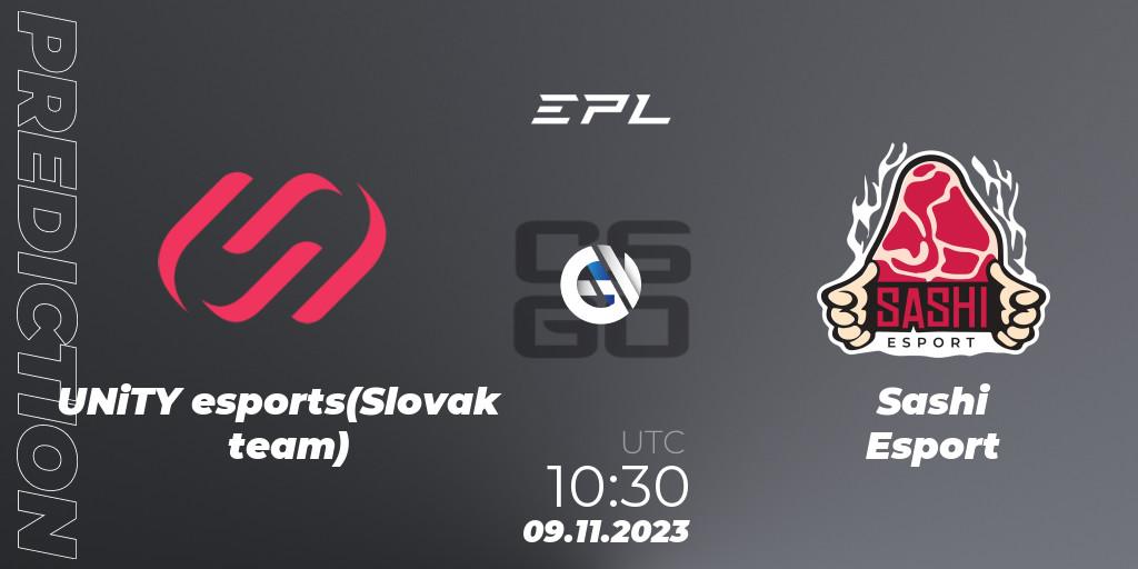 Pronóstico UNITY Esports - Sashi Esport. 09.11.2023 at 11:30, Counter-Strike (CS2), European Pro League Season 12: Division 2