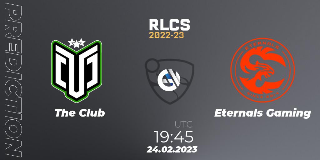 Pronóstico The Club - Eternals Gaming. 24.02.2023 at 19:45, Rocket League, RLCS 2022-23 - Winter: South America Regional 3 - Winter Invitational