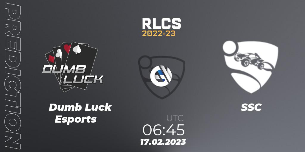 Pronóstico Dumb Luck Esports - SSC. 17.02.2023 at 06:45, Rocket League, RLCS 2022-23 - Winter: Oceania Regional 2 - Winter Cup