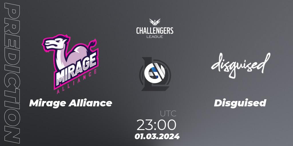 Pronóstico Mirage Alliance - Disguised. 01.03.2024 at 23:00, LoL, NACL 2024 Spring - Group Stage