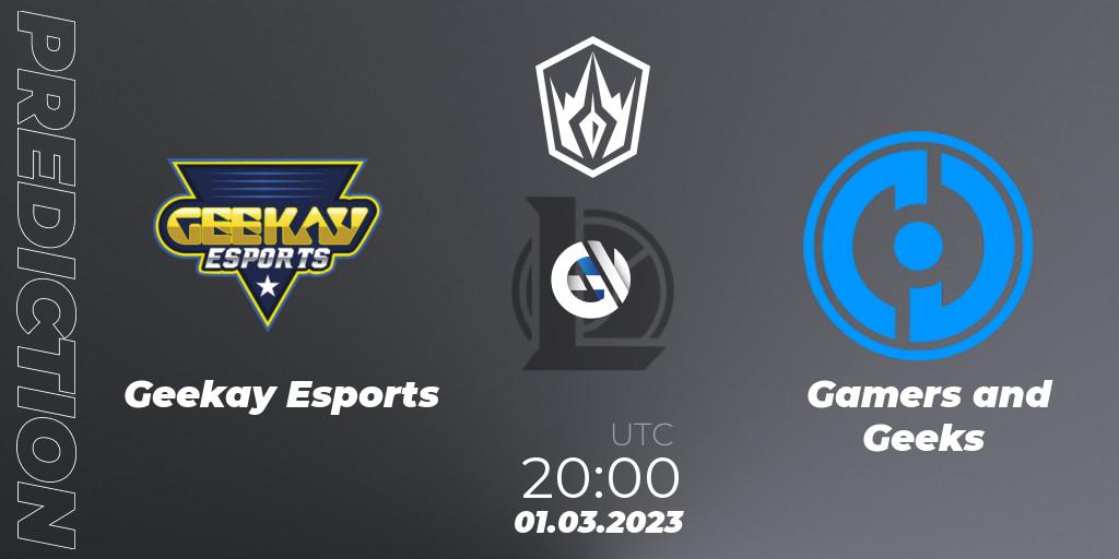 Pronóstico Geekay Esports - Gamers and Geeks. 01.03.2023 at 21:00, LoL, Arabian League Spring 2023