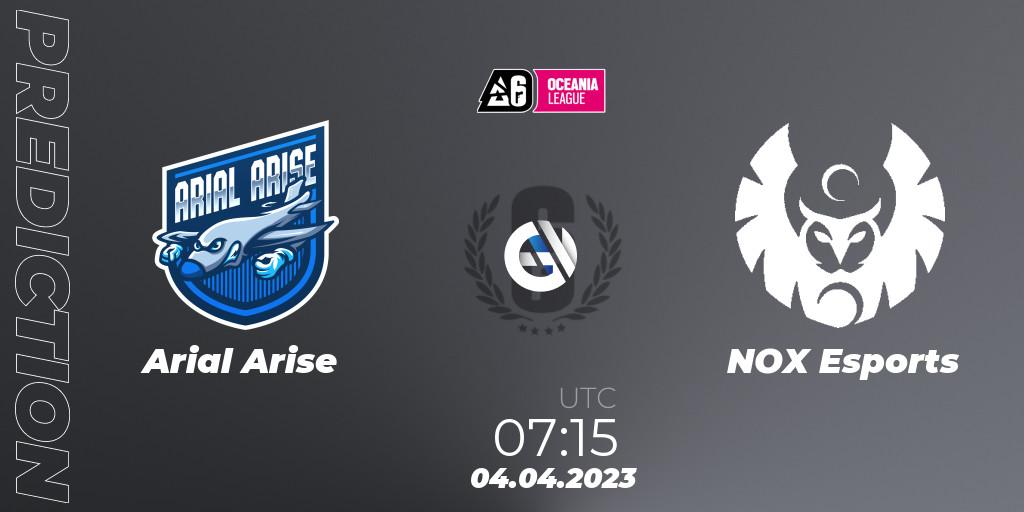 Pronóstico Arial Arise - NOX Esports. 04.04.2023 at 07:15, Rainbow Six, Oceania League 2023 - Stage 1