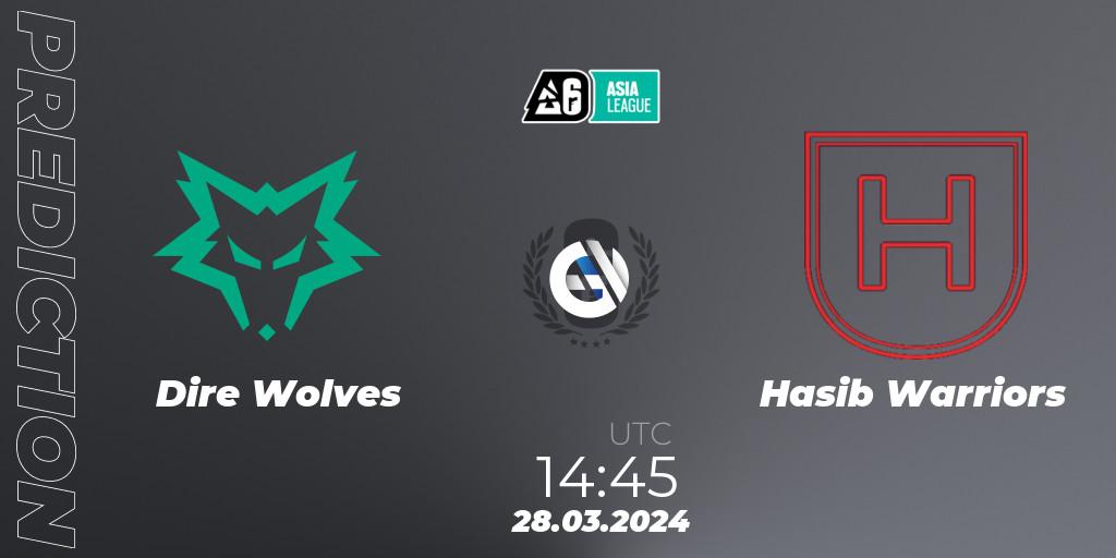 Pronóstico Dire Wolves - Hasib Warriors. 28.03.24, Rainbow Six, Asia League 2024 - Stage 1