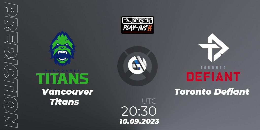 Pronóstico Vancouver Titans - Toronto Defiant. 10.09.23, Overwatch, Overwatch League 2023 - Play-Ins