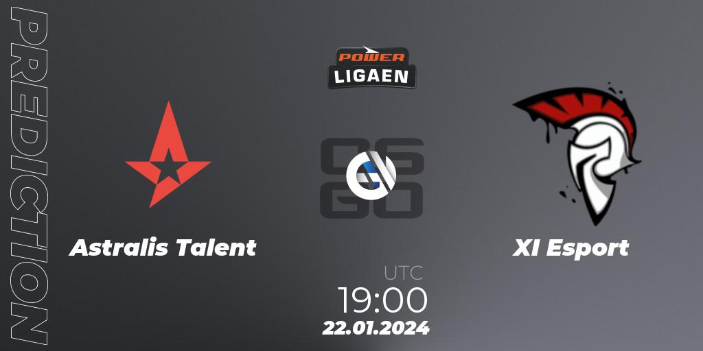 Pronóstico Astralis Talent - XI Esport. 22.01.2024 at 19:00, Counter-Strike (CS2), Dust2.dk Ligaen Season 25