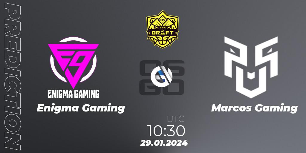 Pronóstico Enigma Gaming - Marcos Gaming. 29.01.2024 at 10:30, Counter-Strike (CS2), BLAST The Draft Season 1 - India Division
