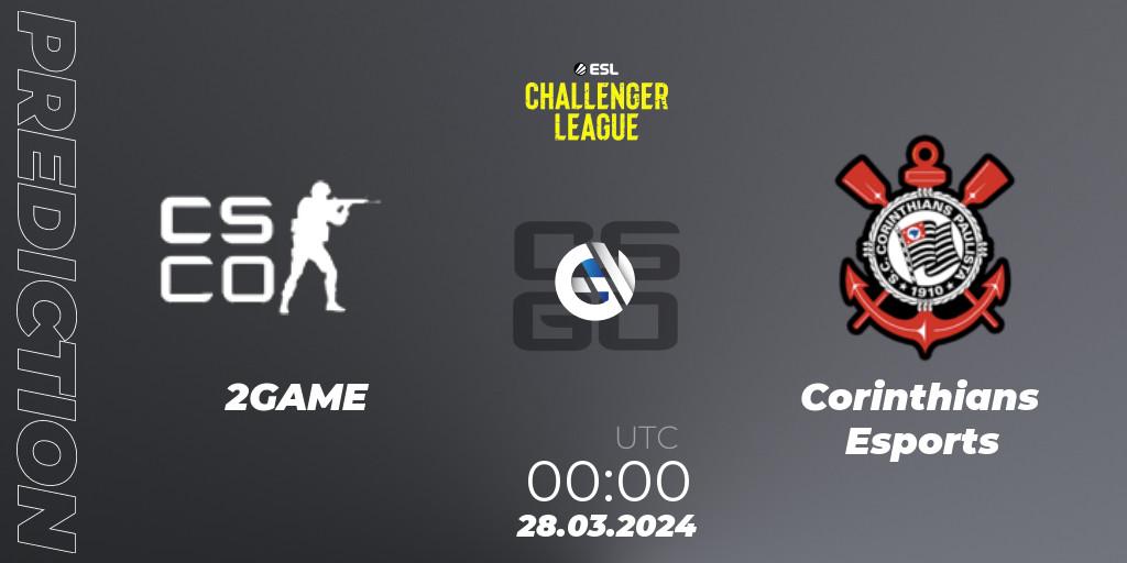 Pronóstico 2GAME - Corinthians Esports. 28.03.2024 at 00:00, Counter-Strike (CS2), ESL Challenger League Season 47: South America