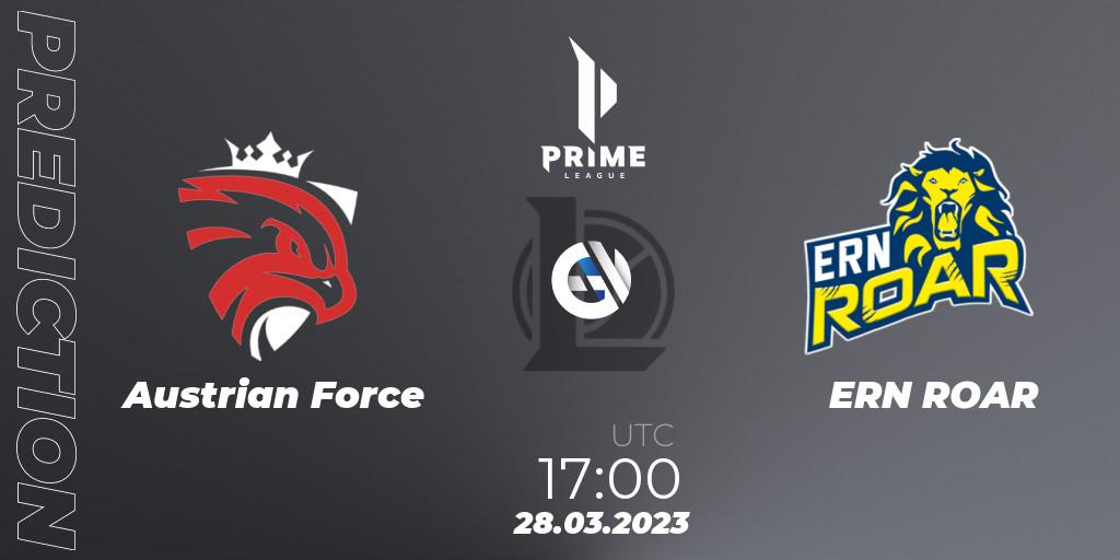 Pronóstico Austrian Force - ERN ROAR. 28.03.23, LoL, Prime League 2nd Division Spring 2023 - Playoffs