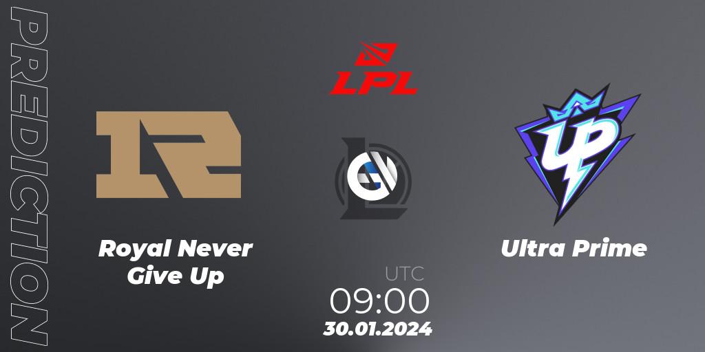 Pronóstico Royal Never Give Up - Ultra Prime. 30.01.2024 at 09:00, LoL, LPL Spring 2024 - Group Stage