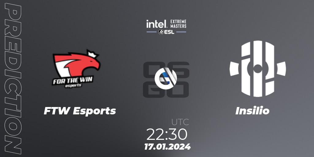 Pronóstico FTW Esports - Insilio. 17.01.2024 at 22:30, Counter-Strike (CS2), Intel Extreme Masters China 2024: European Open Qualifier #1