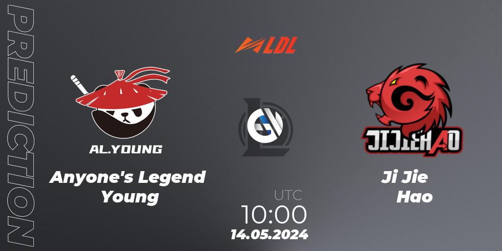 Pronóstico Anyone's Legend Young - Ji Jie Hao. 14.05.2024 at 10:00, LoL, LDL 2024 - Stage 2