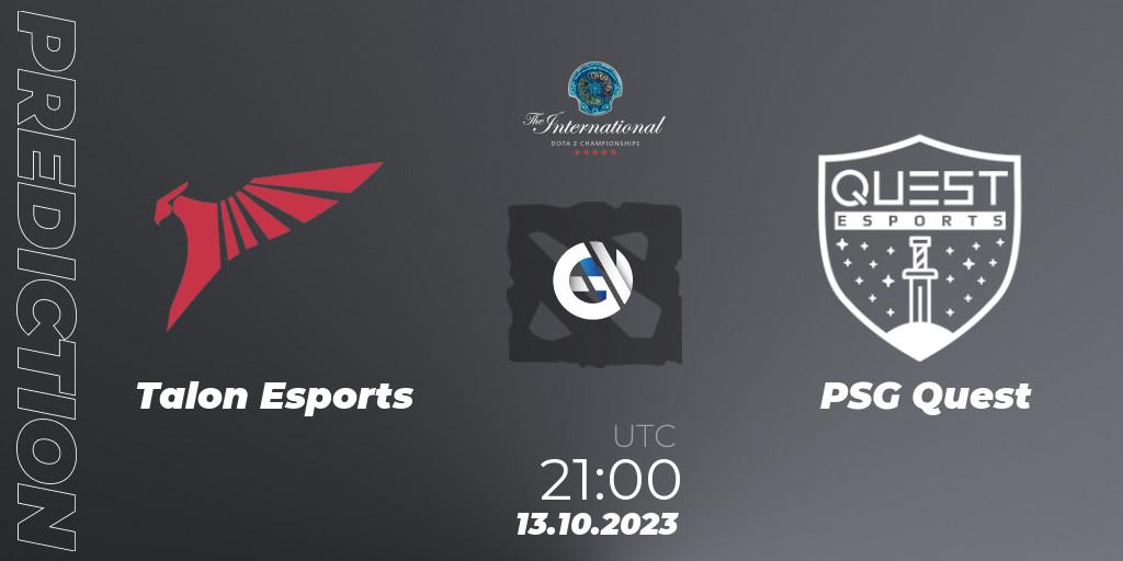 Pronóstico Talon Esports - PSG Quest. 13.10.23, Dota 2, The International 2023 - Group Stage