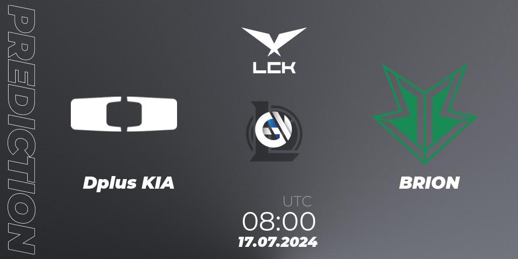 Pronóstico Dplus KIA - BRION. 17.07.2024 at 08:00, LoL, LCK Summer 2024 Group Stage