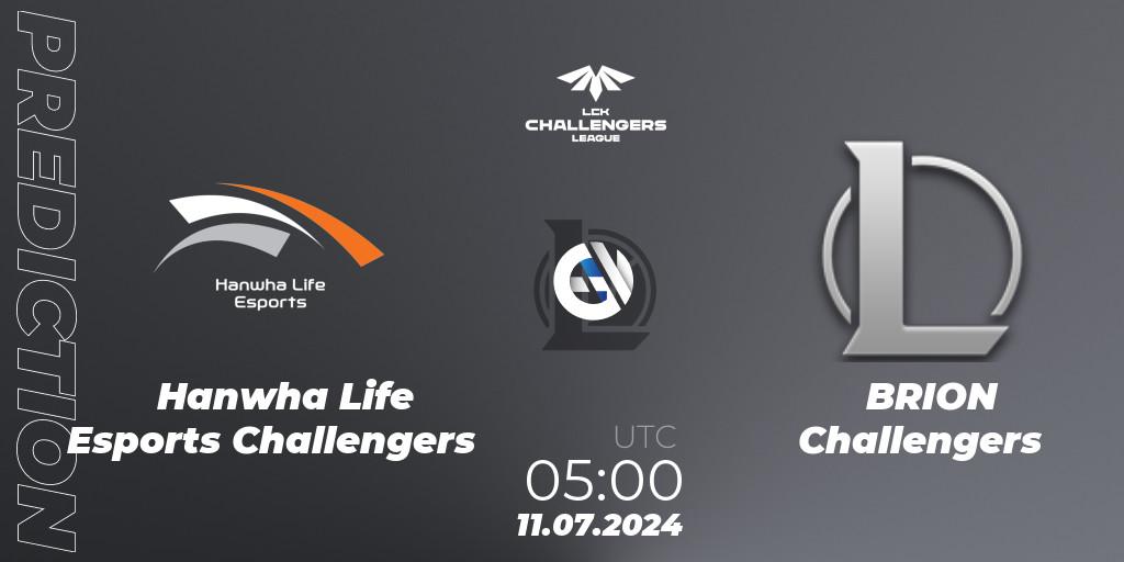 Pronóstico Hanwha Life Esports Challengers - BRION Challengers. 11.07.2024 at 05:00, LoL, LCK Challengers League 2024 Summer - Group Stage