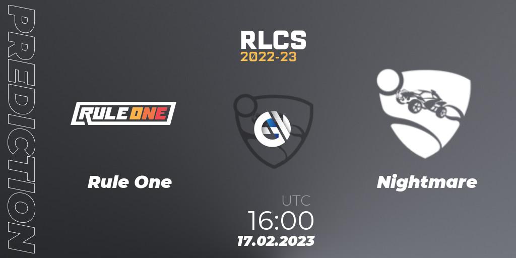 Pronóstico Rule One - Nightmare. 17.02.23, Rocket League, RLCS 2022-23 - Winter: Middle East and North Africa Regional 2 - Winter Cup