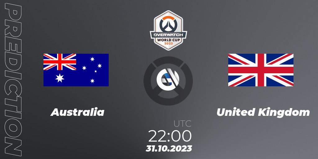 Pronóstico Australia - United Kingdom. 31.10.23, Overwatch, Overwatch World Cup 2023