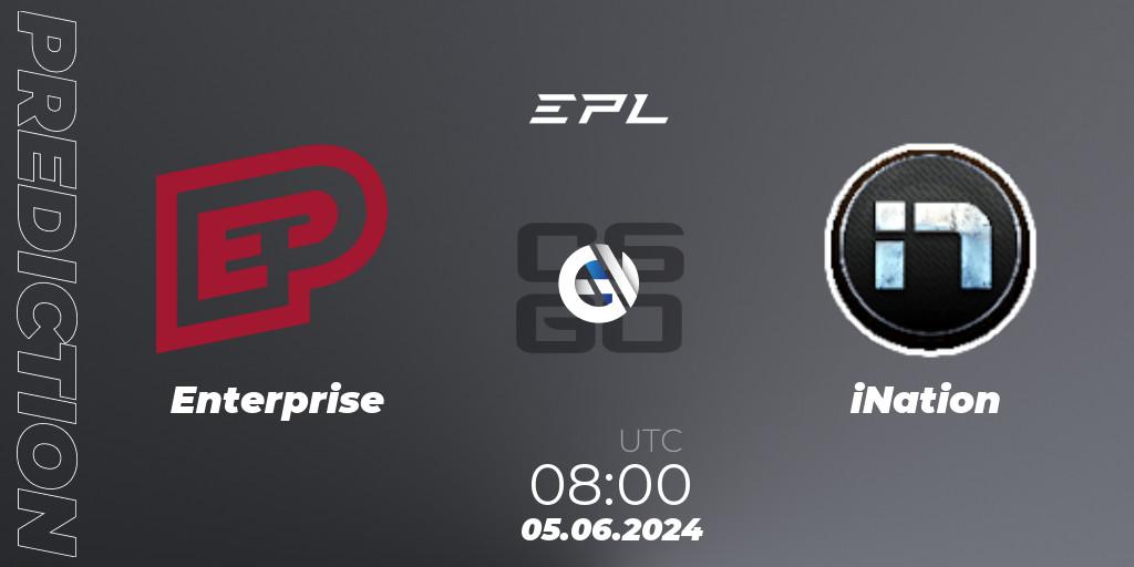 Pronóstico Enterprise - ex-iNation. 05.06.2024 at 14:00, Counter-Strike (CS2), European Pro League Season 16