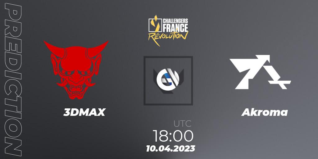 Pronóstico 3DMAX - Akroma. 10.04.2023 at 18:10, VALORANT, VALORANT Challengers France: Revolution Split 2 - Regular Season