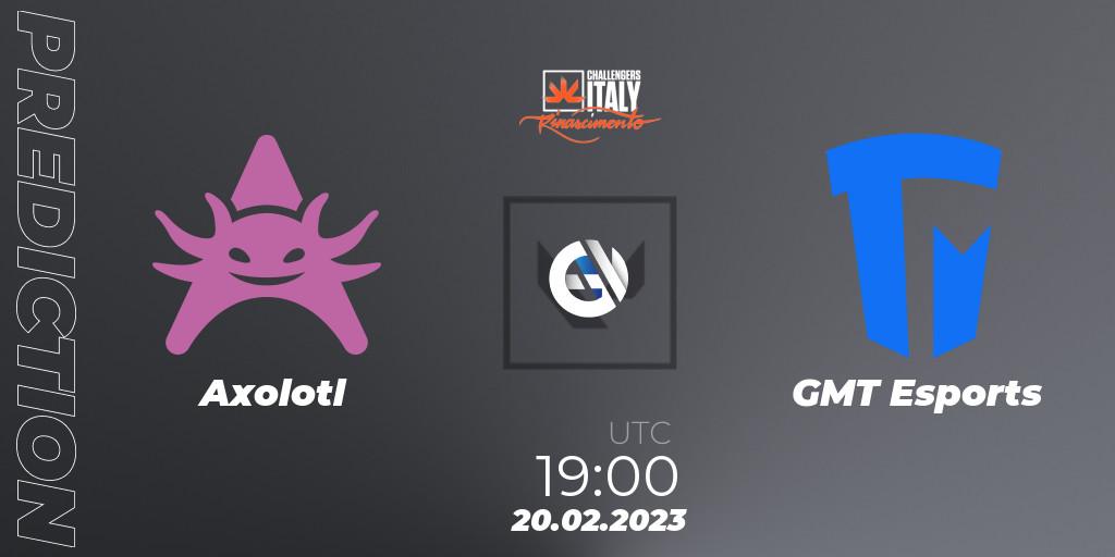 Pronóstico Axolotl - GMT Esports. 20.02.2023 at 19:00, VALORANT, VALORANT Challengers 2023 Italy: Rinascimento Split 1