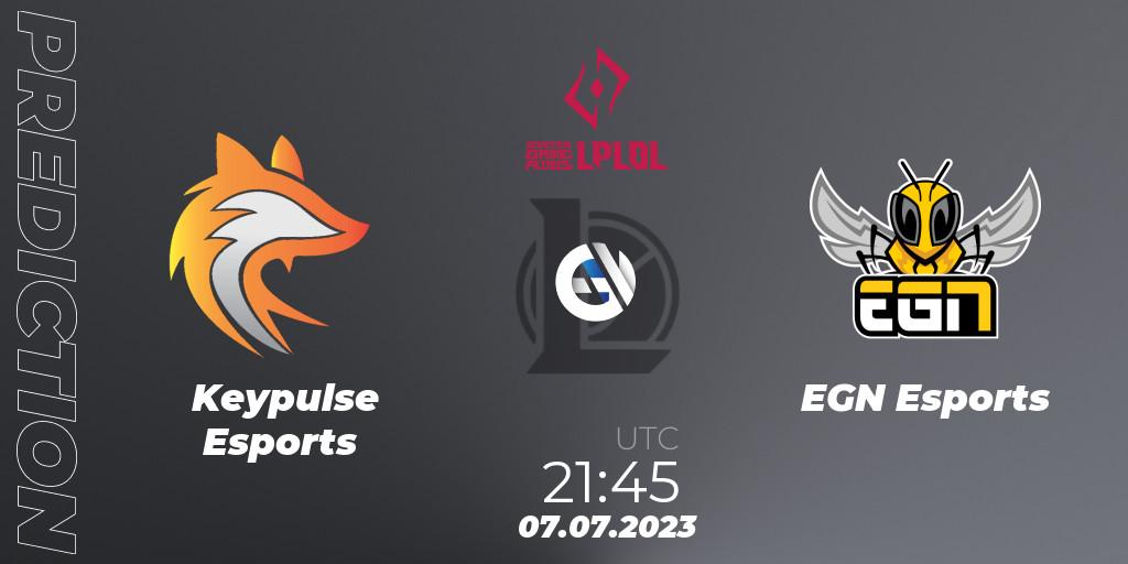 Pronóstico Keypulse Esports - EGN Esports. 07.07.2023 at 21:45, LoL, LPLOL Split 2 2023 - Group Stage