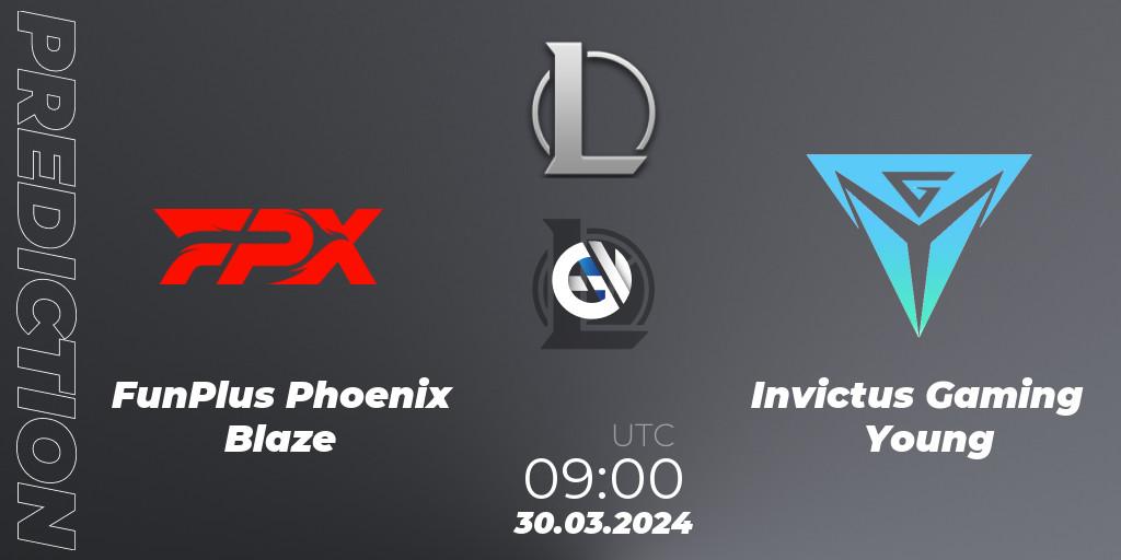 Pronóstico FunPlus Phoenix Blaze - Invictus Gaming Young. 30.03.2024 at 09:00, LoL, LDL 2024 - Stage 1