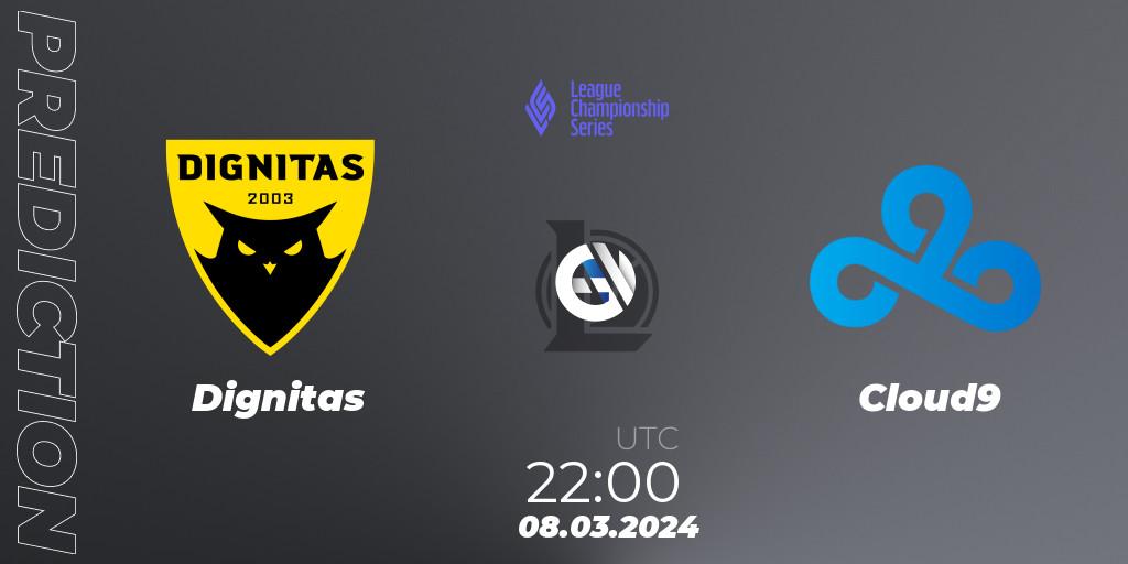 Pronóstico Dignitas - Cloud9. 08.03.24, LoL, LCS Spring 2024 - Group Stage