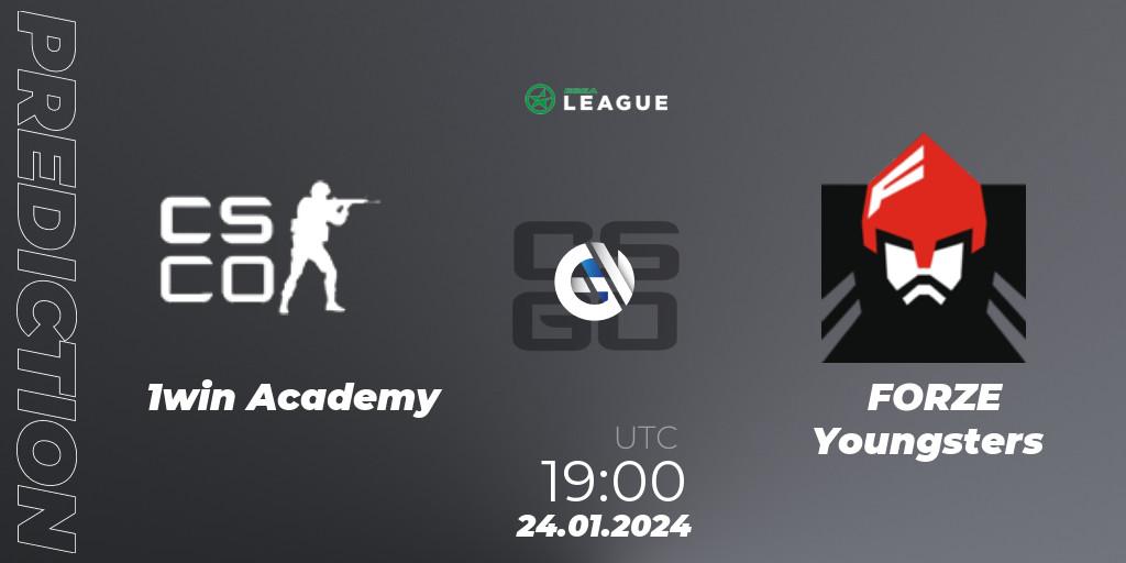 Pronóstico 1win Academy - FORZE Youngsters. 27.01.2024 at 17:00, Counter-Strike (CS2), ESEA Season 48: Advanced Division - Europe