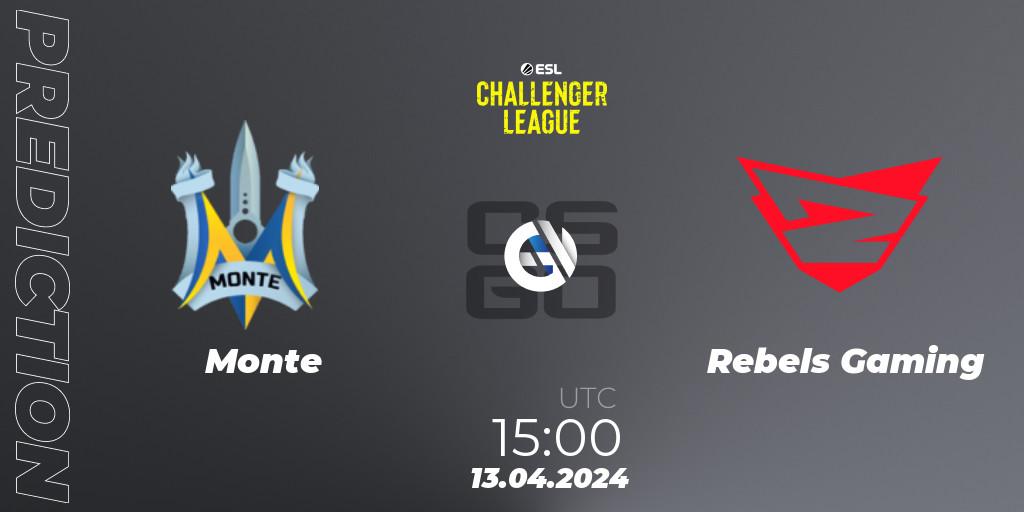Pronóstico Monte - Rebels Gaming. 13.04.24, CS2 (CS:GO), ESL Challenger League Season 47: Europe