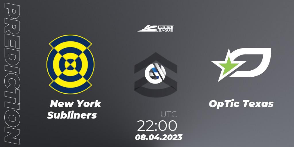 Pronóstico New York Subliners - OpTic Texas. 08.04.2023 at 22:00, Call of Duty, Call of Duty League 2023: Stage 4 Major Qualifiers