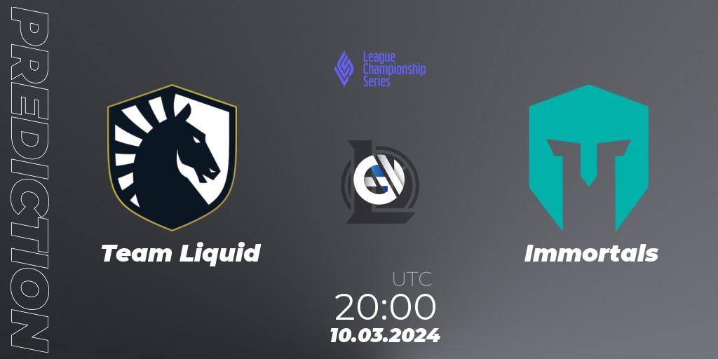 Pronóstico Team Liquid - Immortals. 10.03.2024 at 20:00, LoL, LCS Spring 2024 - Group Stage