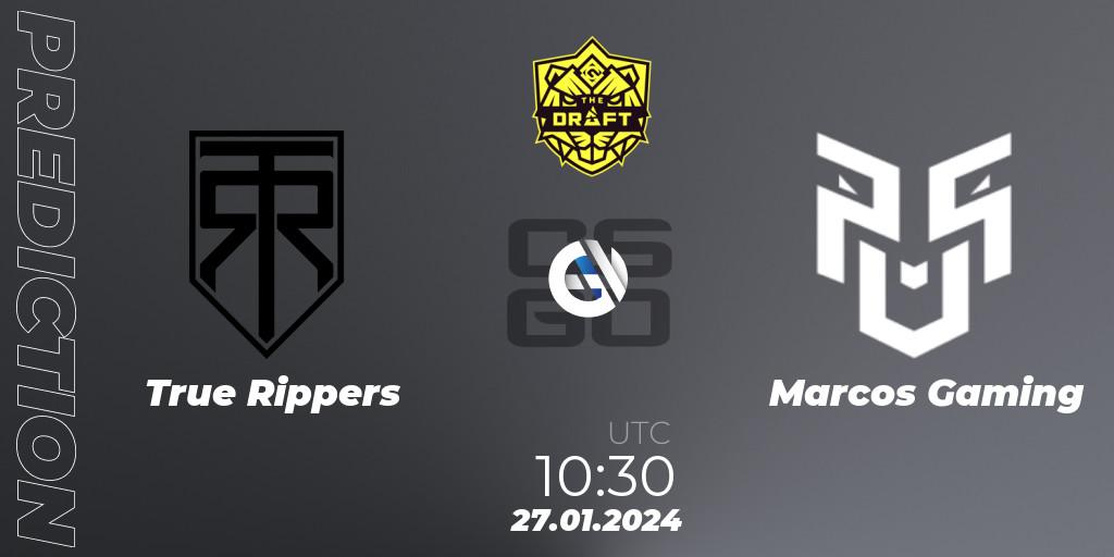 Pronóstico True Rippers - Marcos Gaming. 27.01.2024 at 10:30, Counter-Strike (CS2), BLAST The Draft Season 1 - India Division