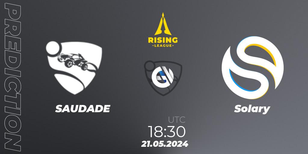 Pronóstico SAUDADE - Solary. 21.05.2024 at 18:30, Rocket League, Rising League 2024 — Split 1 — Main Event