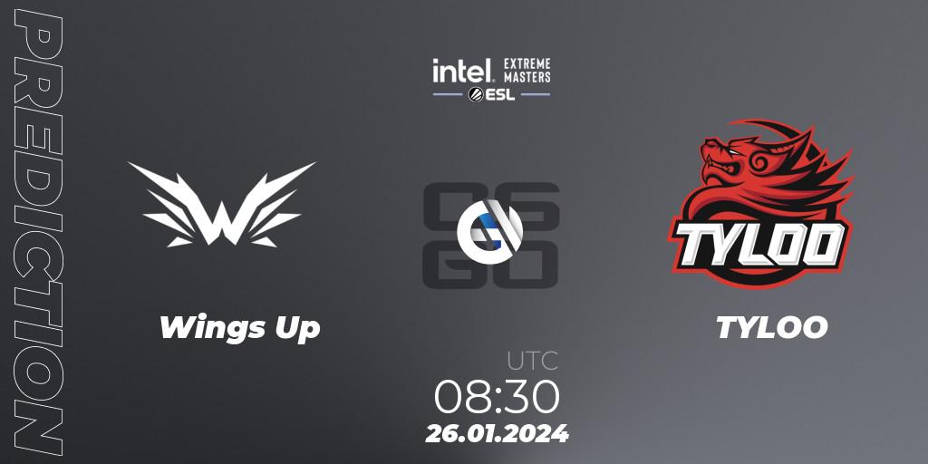 Pronóstico Wings Up - TYLOO. 26.01.24, CS2 (CS:GO), Intel Extreme Masters China 2024: Asian Closed Qualifier