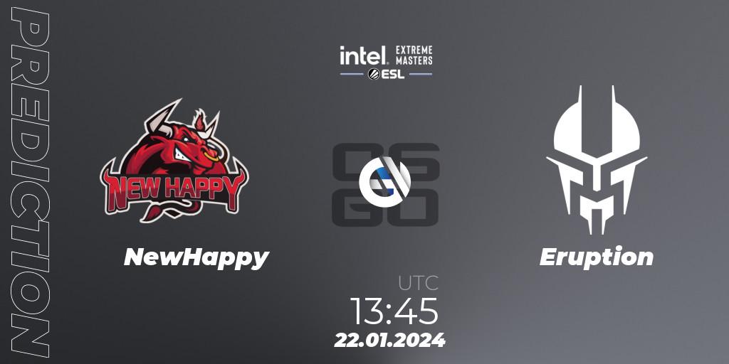 Pronóstico NewHappy - Eruption. 22.01.24, CS2 (CS:GO), Intel Extreme Masters China 2024: Asian Open Qualifier #1