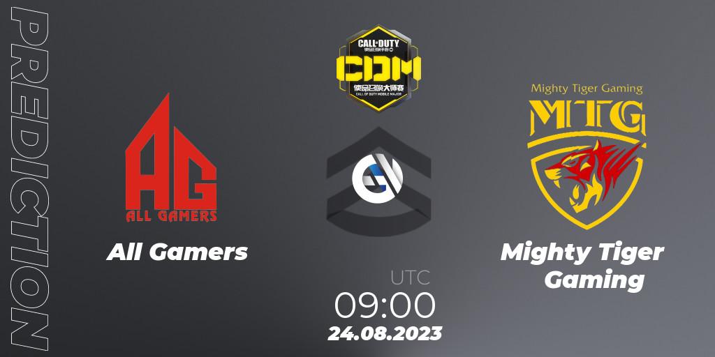 Pronóstico All Gamers - Mighty Tiger Gaming. 24.08.2023 at 09:00, Call of Duty, China Masters 2023 S6 - Stage 2