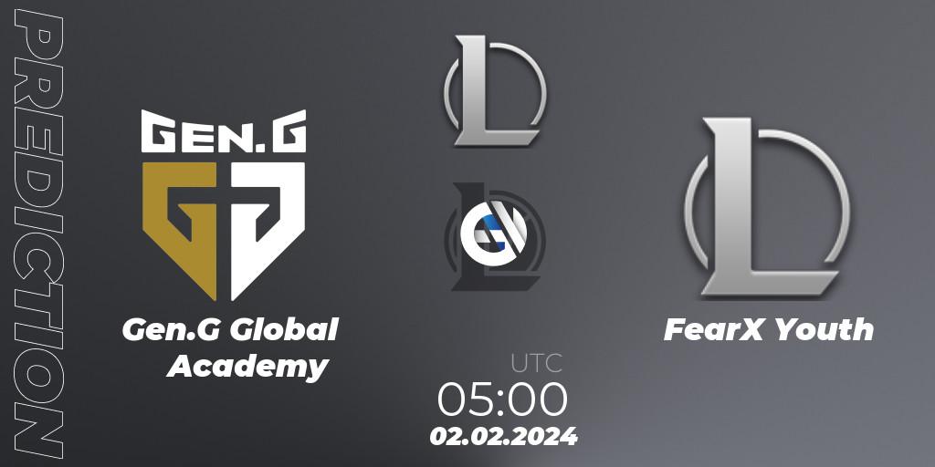 Pronóstico Gen.G Global Academy - FearX Youth. 02.02.2024 at 05:00, LoL, LCK Challengers League 2024 Spring - Group Stage
