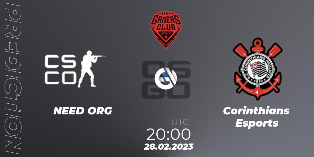 Pronóstico NEED ORG - Corinthians Esports. 28.02.2023 at 20:00, Counter-Strike (CS2), Gamers Club Liga Série A: February 2023