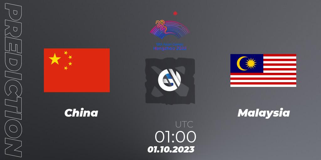 Pronóstico China - Malaysia. 01.10.23, Dota 2, 2022 Asian Games