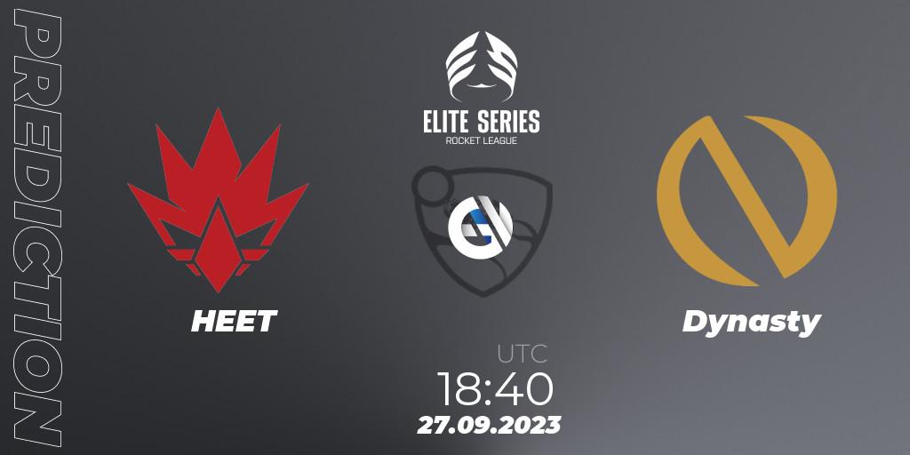 Pronóstico HEET - Dynasty. 27.09.2023 at 19:15, Rocket League, Elite Series Fall 2023