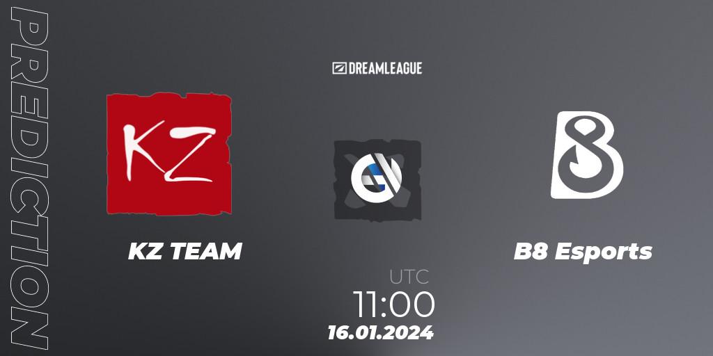 Pronóstico KZ TEAM - B8 Esports. 16.01.24, Dota 2, DreamLeague Season 22: Western Europe Closed Qualifier