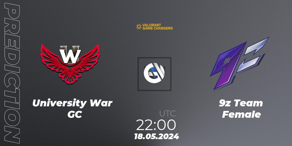 Pronóstico University War GC - 9z Team Female. 18.05.2024 at 22:00, VALORANT, VCT 2024: Game Changers LAS - Opening