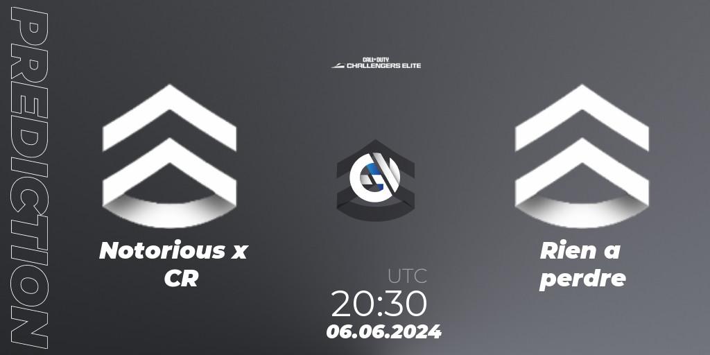 Pronóstico Notorious x CR - Rien a perdre. 06.06.2024 at 19:30, Call of Duty, Call of Duty Challengers 2024 - Elite 3: EU