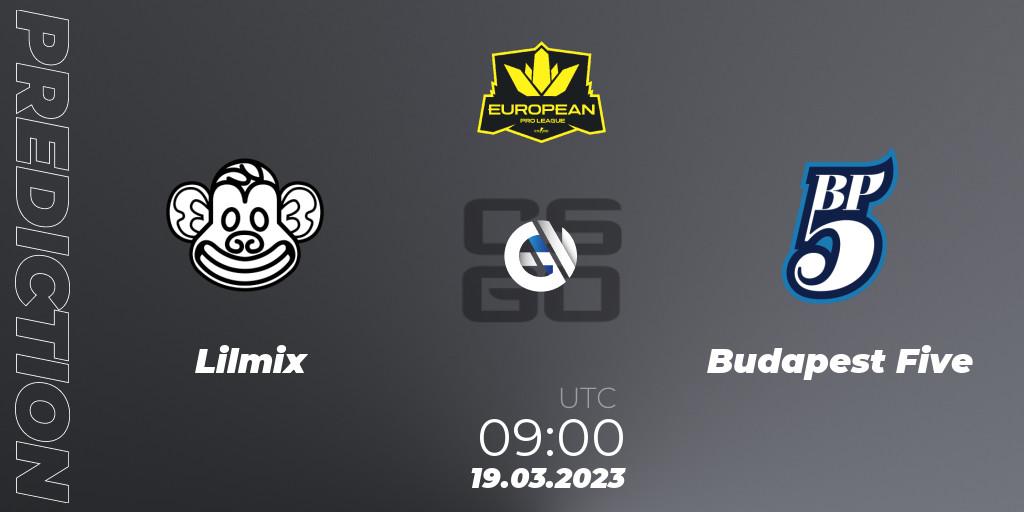 Pronóstico Lilmix - Budapest Five. 19.03.2023 at 09:00, Counter-Strike (CS2), European Pro League Season 7: Division 2