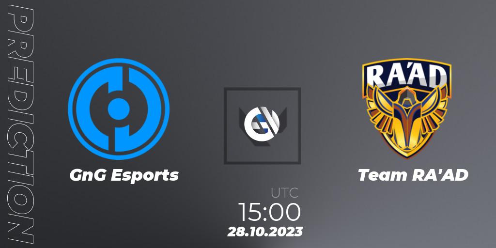 Pronóstico GnG Esports - Team RA'AD. 28.10.2023 at 16:20, VALORANT, Superdome 2023 Egypt - LE & NA Qualifier