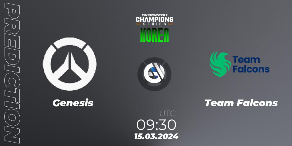 Pronóstico Genesis - Team Falcons. 15.03.2024 at 09:30, Overwatch, Overwatch Champions Series 2024 - Stage 1 Korea