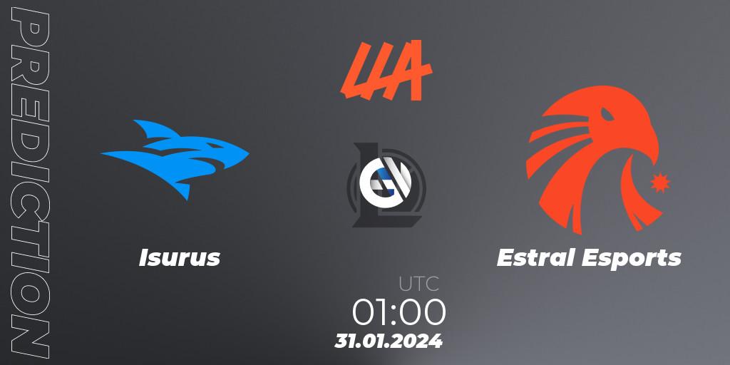 Pronóstico Isurus - Estral Esports. 31.01.2024 at 01:00, LoL, LLA 2024 Opening Group Stage