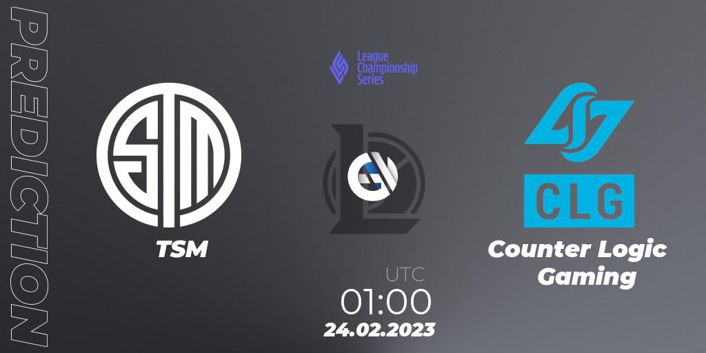 Pronóstico TSM - Counter Logic Gaming. 24.02.2023 at 01:00, LoL, LCS Spring 2023 - Group Stage