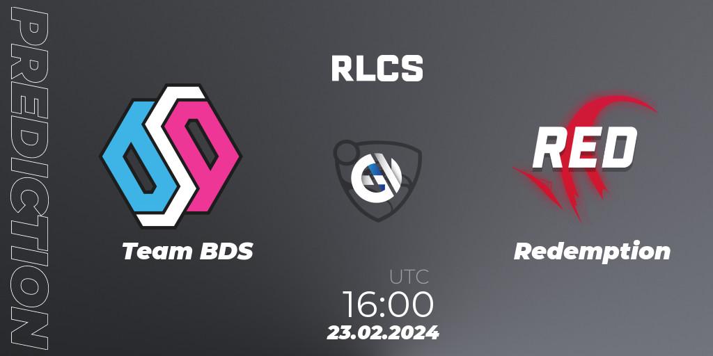 Pronóstico Team BDS - Redemption. 23.02.2024 at 16:00, Rocket League, RLCS 2024 - Major 1: Europe Open Qualifier 2